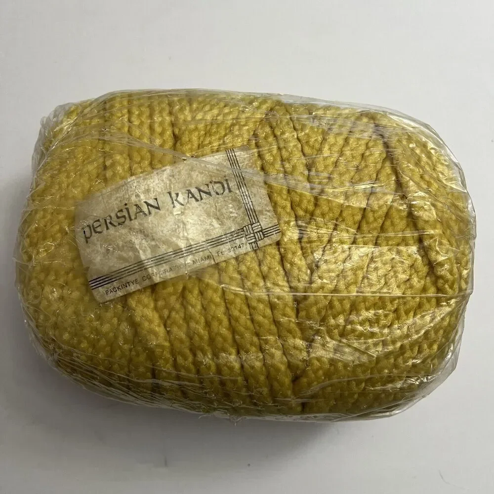 Vintage Persian Kandi Braided Cord Macrame Knotting Weaving Yellow